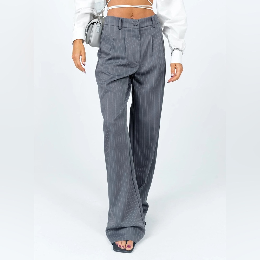 Princess Polly Archer Pants in Pinstripe Grey